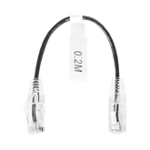 Cable de Parcheo Slim UTP Cat6 - 20 cm Negro Diámetro Reducido (28 AWG)